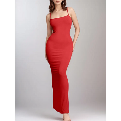 Basic Bae Built-In Shapewear Sleeveless Maxi Dress - Red / S