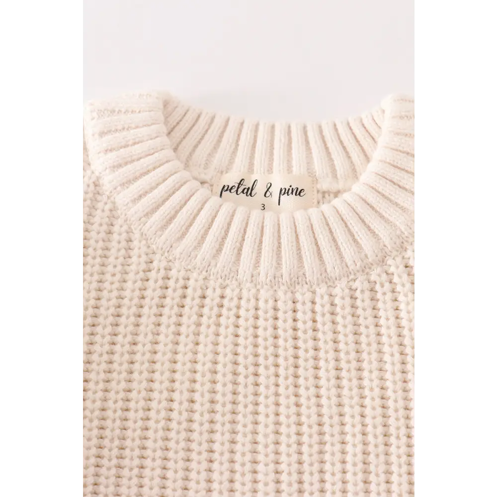 Beige hand-embroidery pumpkin pullover sweater - sweater