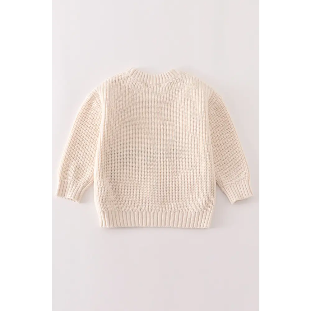 Beige hand-embroidery pumpkin pullover sweater - sweater