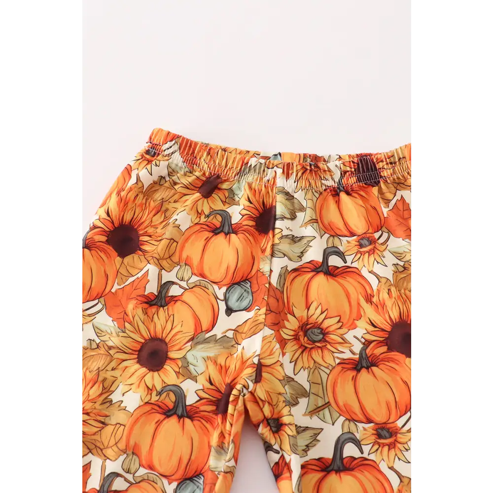 Beige velvet pumpkin girl ruffle pants set - Set