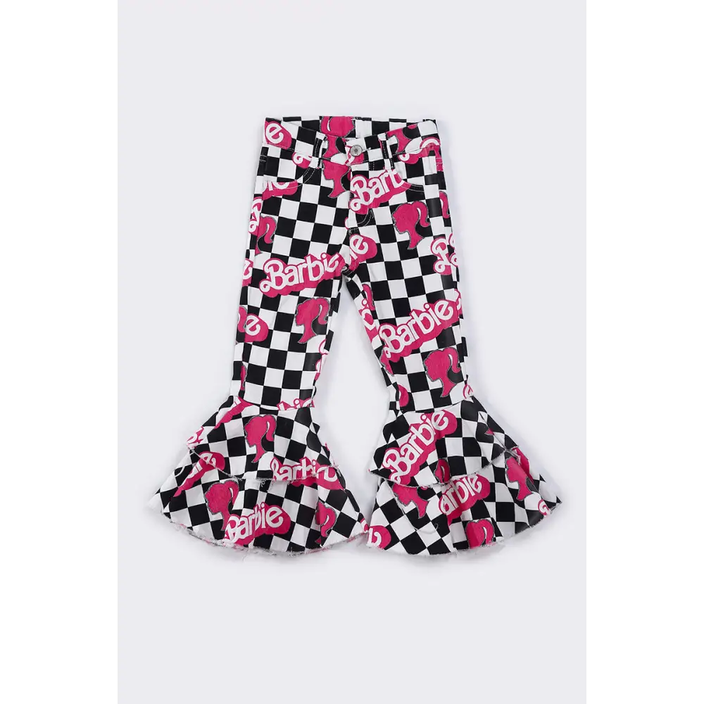 Black checkered barbie bell denim jeans - Pants