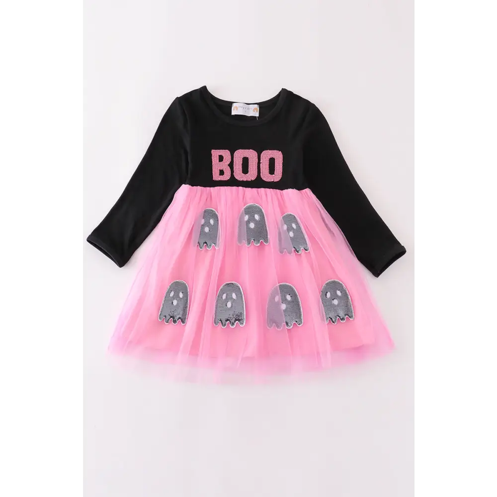 Black halloween boo sequin tutu dress - Dress