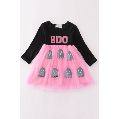 Black halloween boo sequin tutu dress - Dress