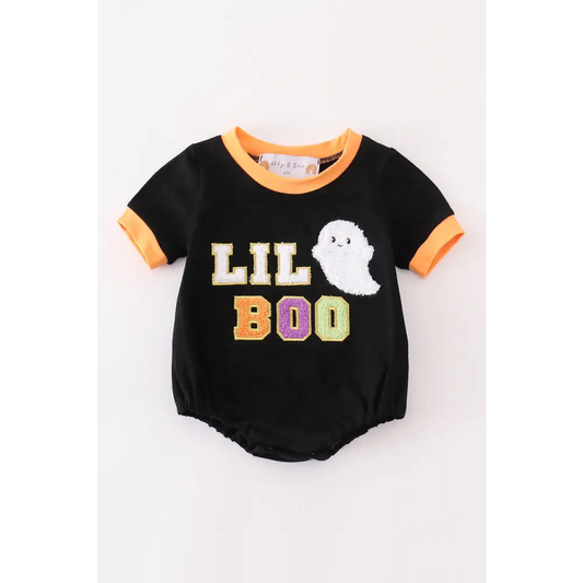 Black halloween LIL BOO chenille patch boy bubble - baby