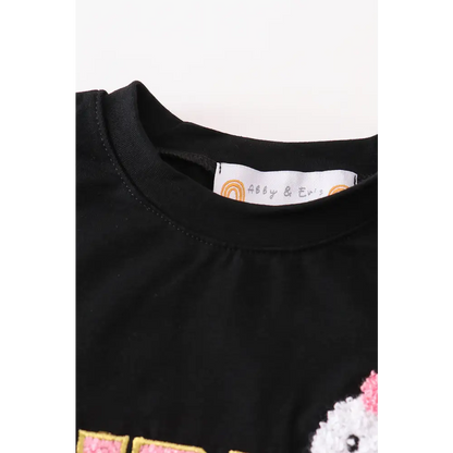 Black halloween MOM&GIRL BOO chenille patch top - Top