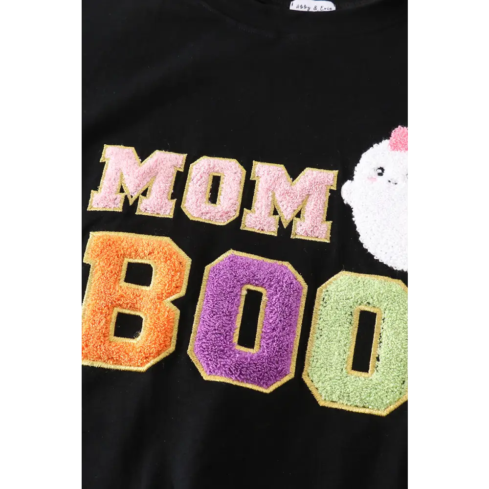 Black halloween MOM&GIRL BOO chenille patch top - Top