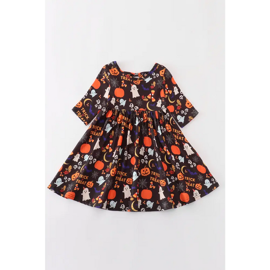 Black halloween pumpkin twirl dress - Dress