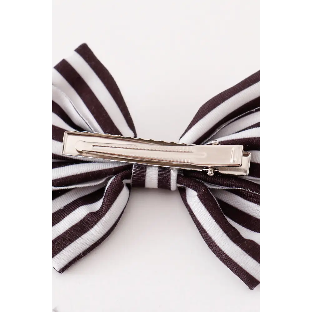 Black stripe piggie hair bow - One Size - Hair Bow