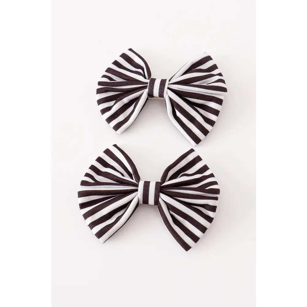 Black stripe piggie hair bow - One Size - Hair Bow