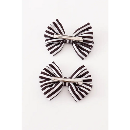 Black stripe piggie hair bow - One Size - Hair Bow