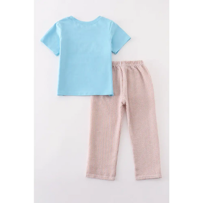 Blue duck embroidery boy set - Set