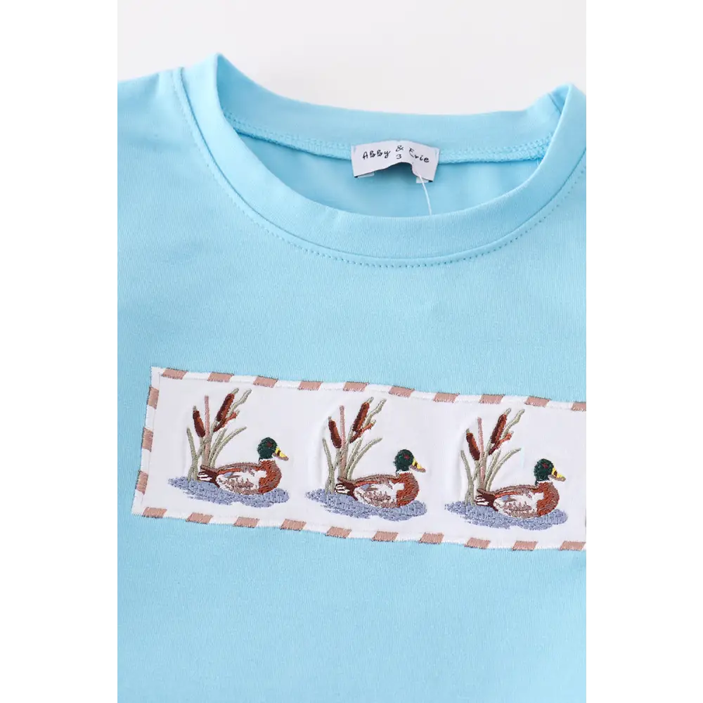 Blue duck embroidery boy set - Set