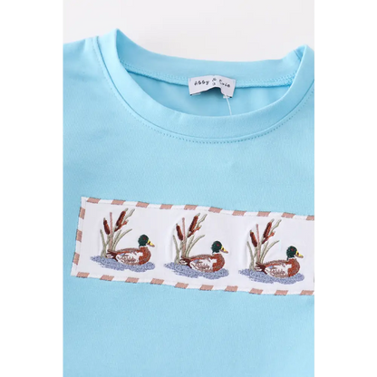 Blue duck embroidery boy set - Set