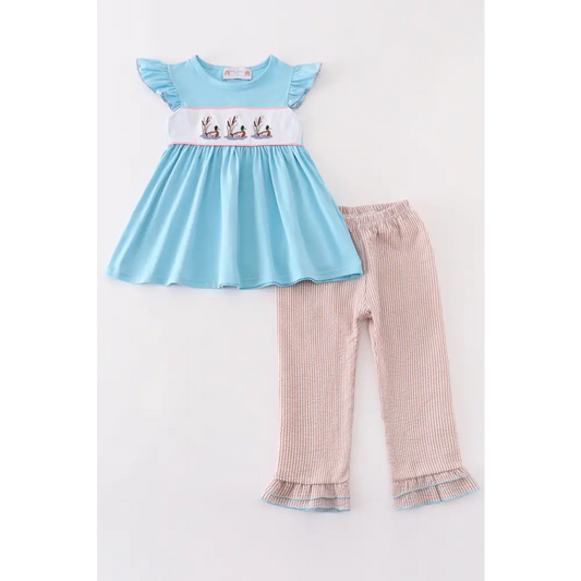 Blue duck embroidery girl set - Set