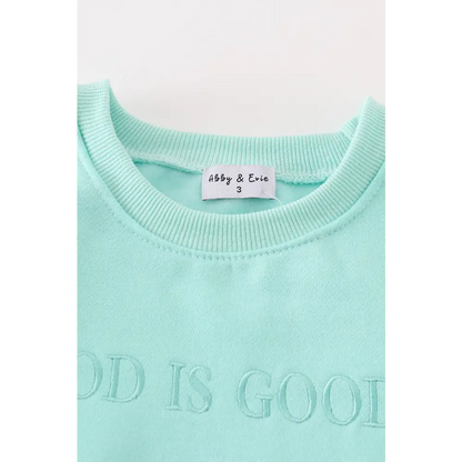 Blue god is good embroidery mom&me fleece sweatshirt - sweater