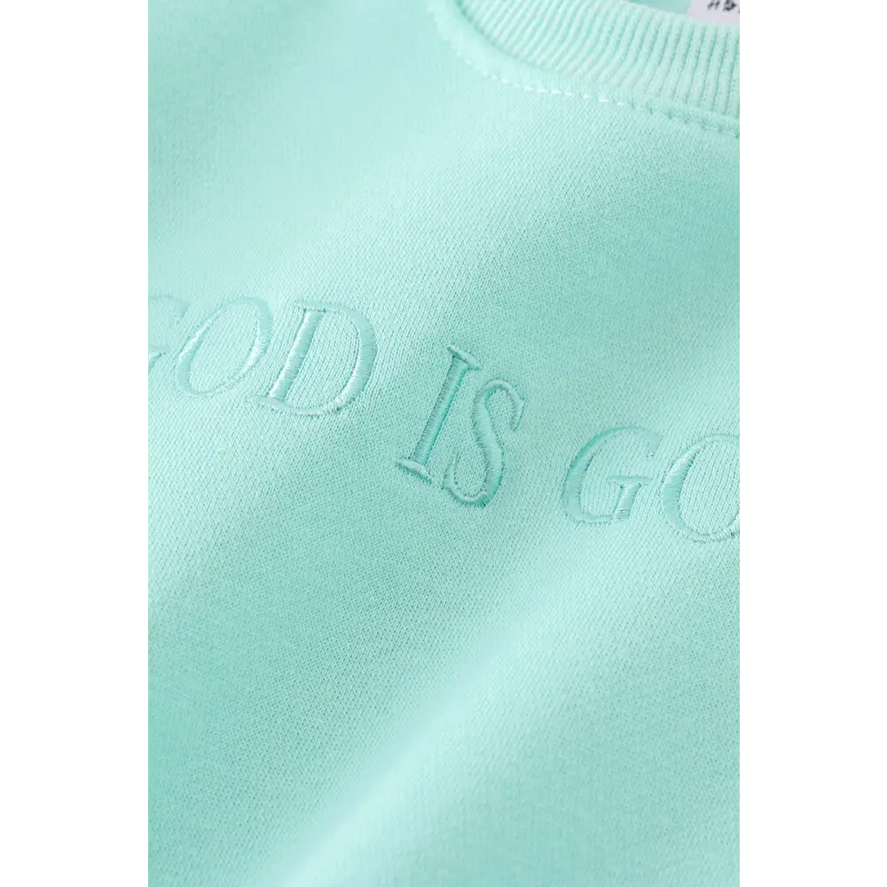 Blue god is good embroidery mom&me fleece sweatshirt - sweater