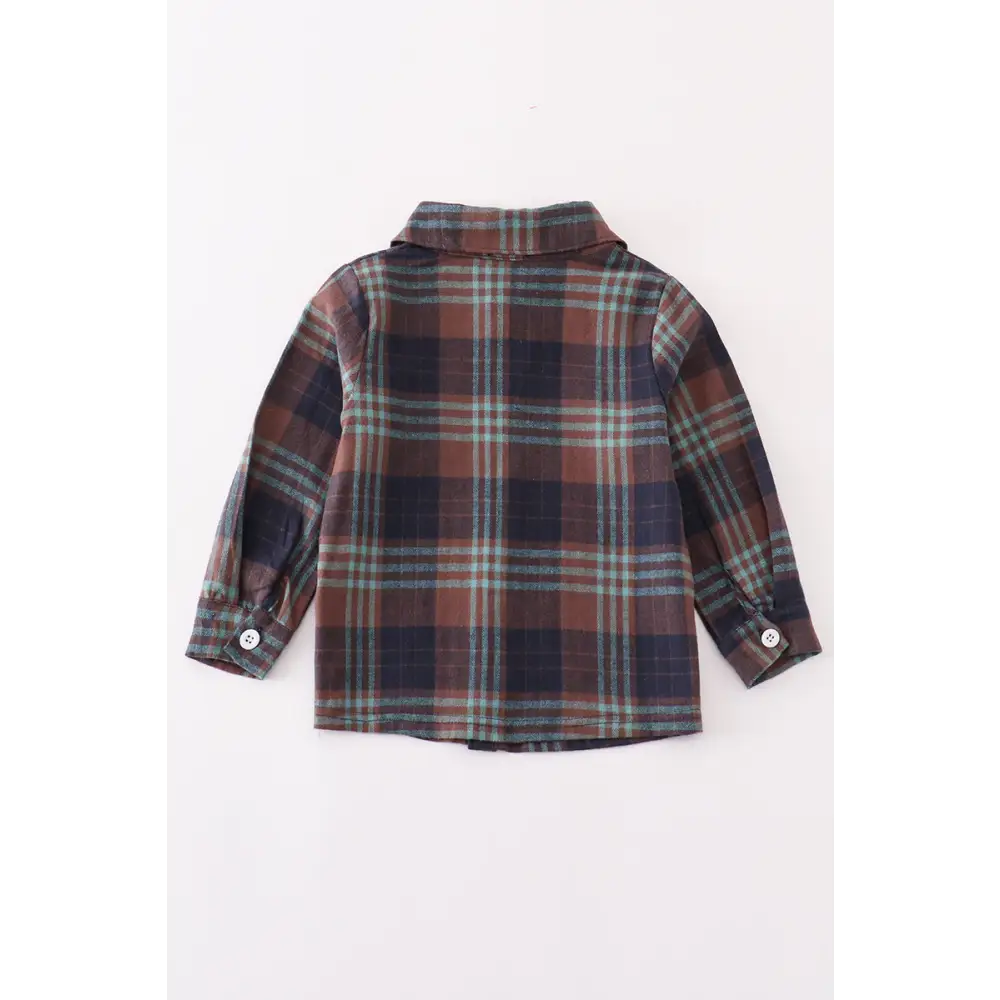 Brown plaid boy button down shirt - Top