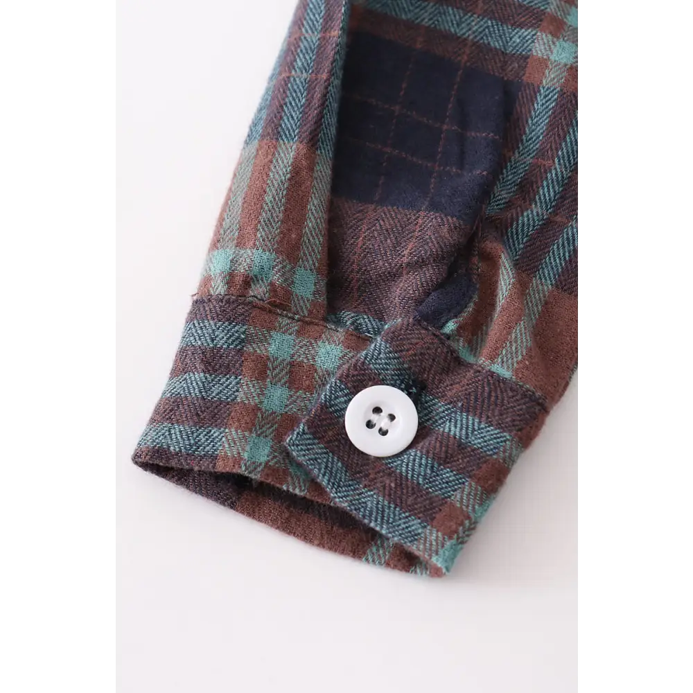 Brown plaid boy button down shirt - Top