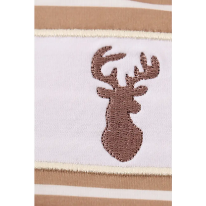 Brown stripe antler embroidery boy bubble - baby