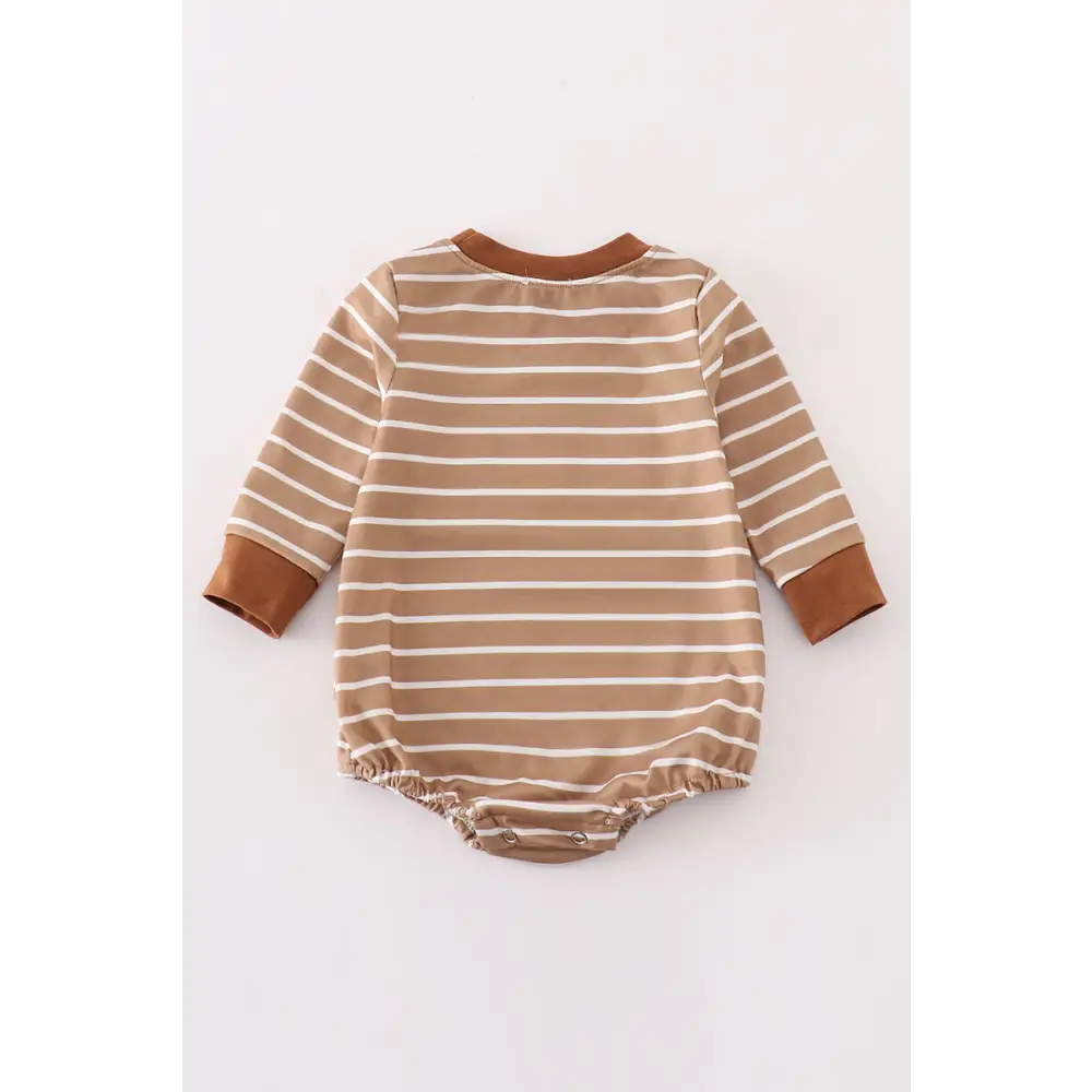 Brown stripe antler embroidery boy bubble - baby