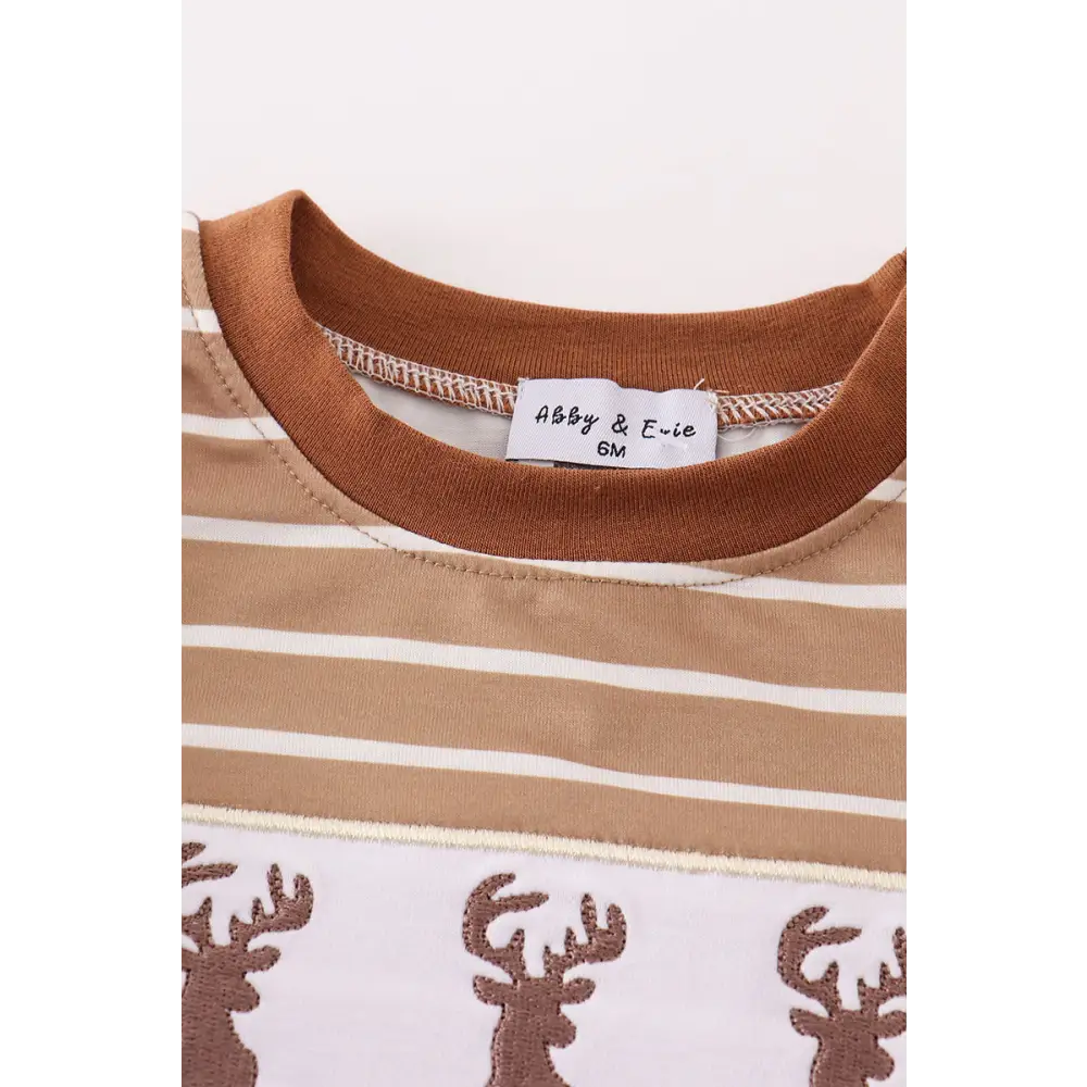 Brown stripe antler embroidery boy bubble - baby