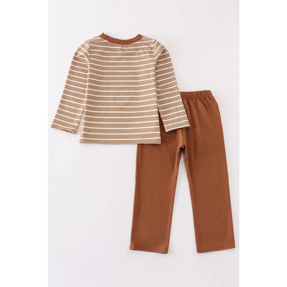 Brown stripe antler embroidery boy set - Set