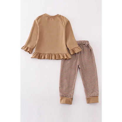 Brown stripe antler embroidery girl set - Set