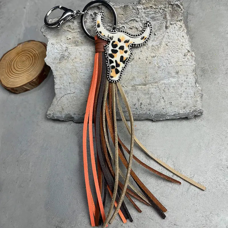 Bull Shape Fringe Key Chain - Madi Gray Boutique