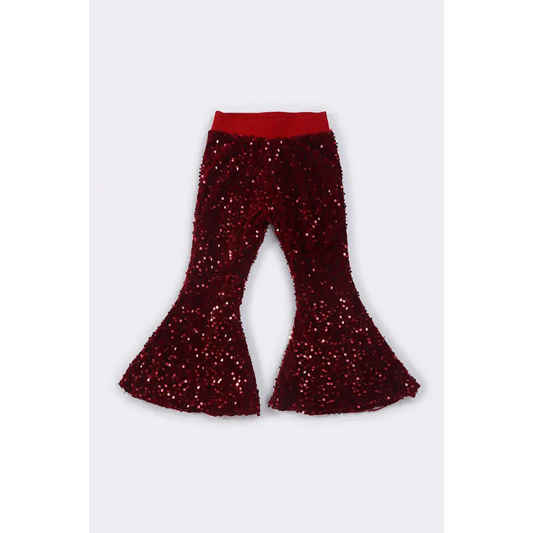 Burgundy sequin bell pants - Pants