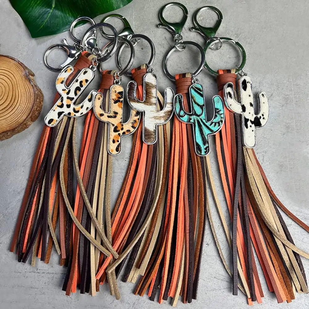 Cactus Keychain with Tassel - Madi Gray Boutique