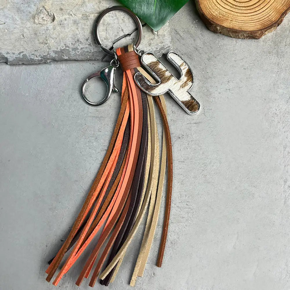 Cactus Keychain with Tassel - Madi Gray Boutique