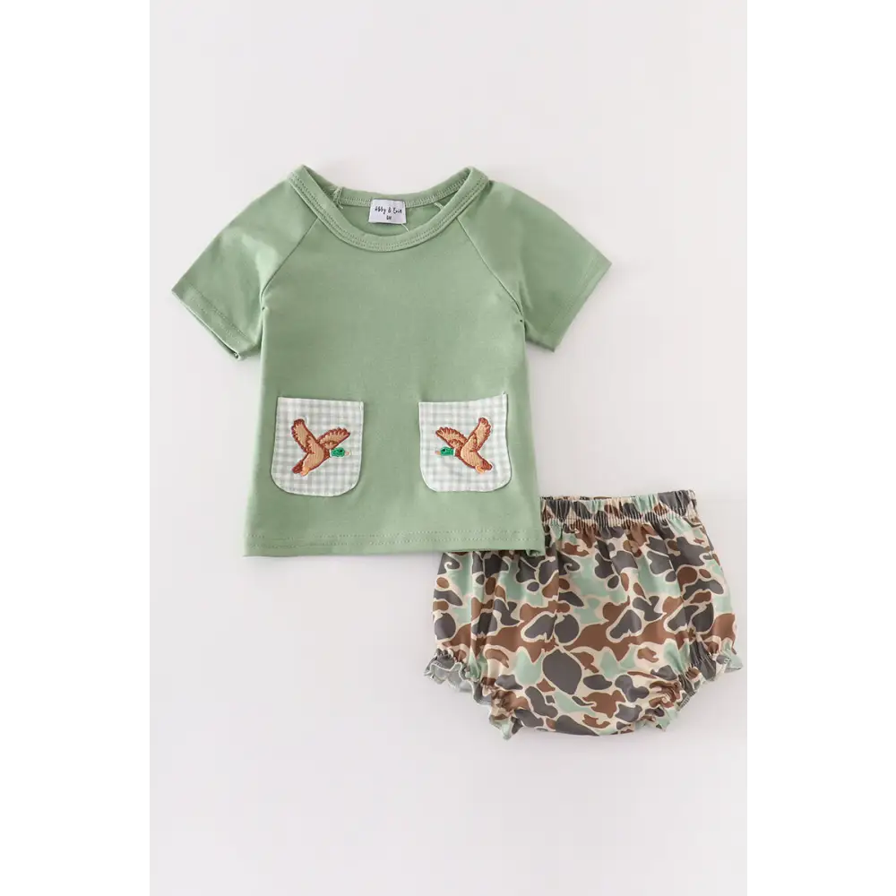 Camouflage duck embroidery baby set - baby