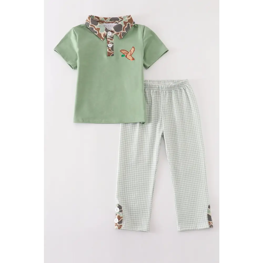 Camouflage duck embroidery boy set - Set