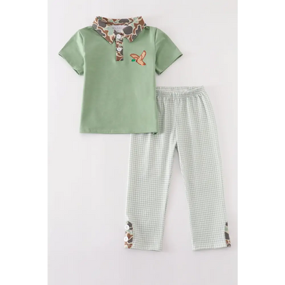 Camouflage duck embroidery boy set - Set