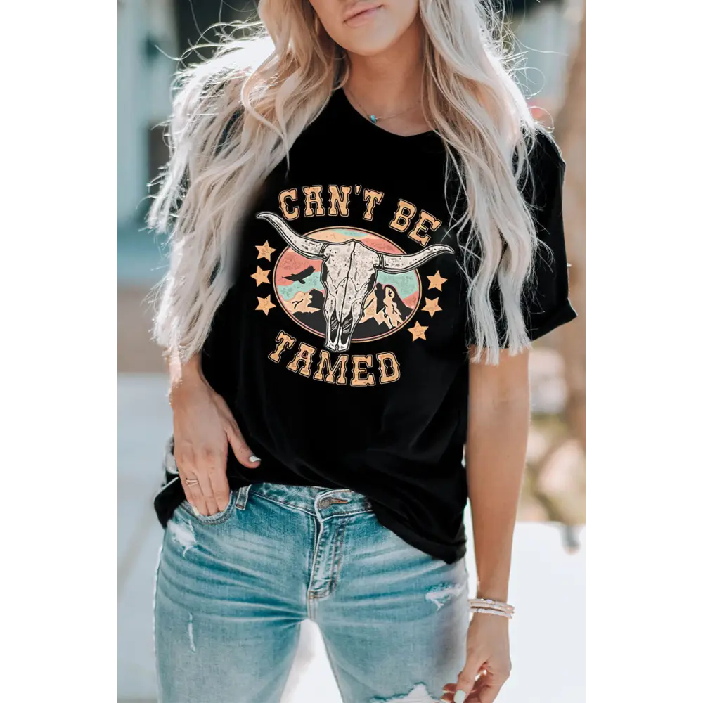 CAN’T BE TAMED Graphic Short Sleeve Tee - Tops