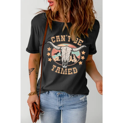 CAN’T BE TAMED Graphic Short Sleeve Tee - Tops