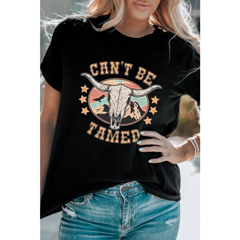 CAN’T BE TAMED Graphic Short Sleeve Tee - Tops