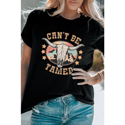 CAN’T BE TAMED Graphic Short Sleeve Tee - Tops