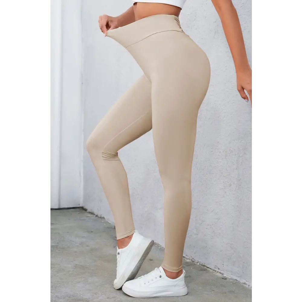 Crisscross Detail Wide Waistband Leggings - Madi Gray Boutique