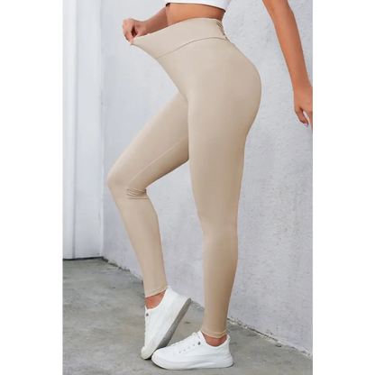 Crisscross Detail Wide Waistband Leggings - Madi Gray Boutique