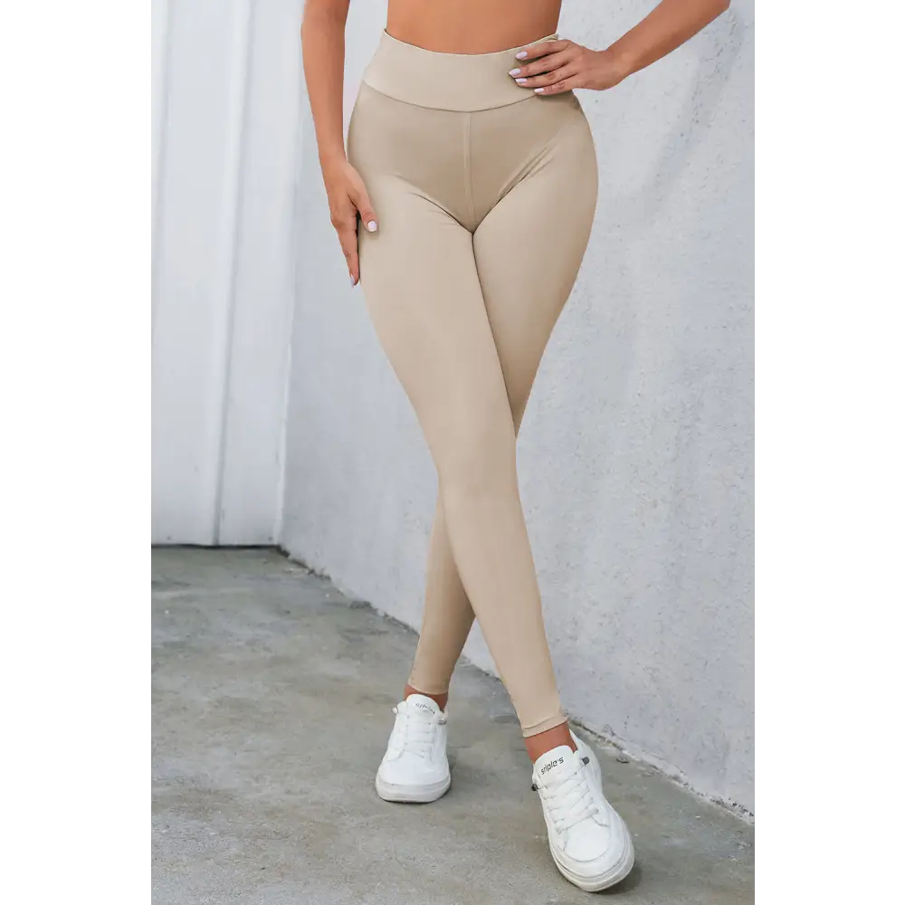 Crisscross Detail Wide Waistband Leggings - Madi Gray Boutique