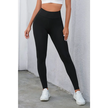 Crisscross Detail Wide Waistband Leggings - Madi Gray Boutique