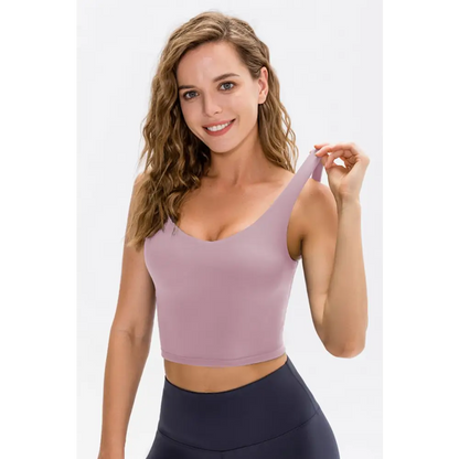 Cropped Scoop Neck Active Tank Top - Madi Gray Boutique