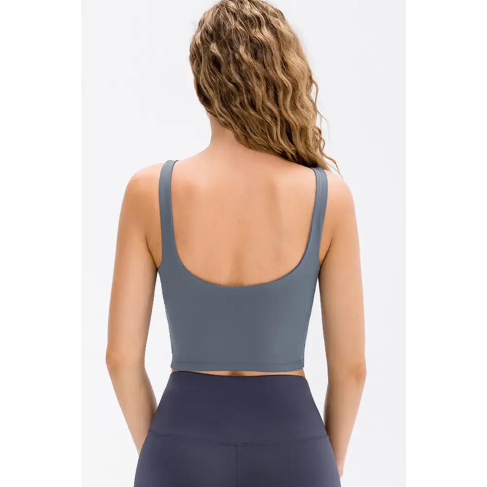 Cropped Scoop Neck Active Tank Top - Madi Gray Boutique