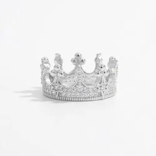 Crown Shape Zircon 925 Sterling Silver Ring - Silver / 6