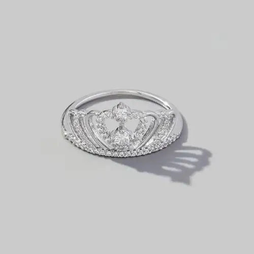 Crown Shape Zircon 925 Sterling Silver Ring - Silver / 6