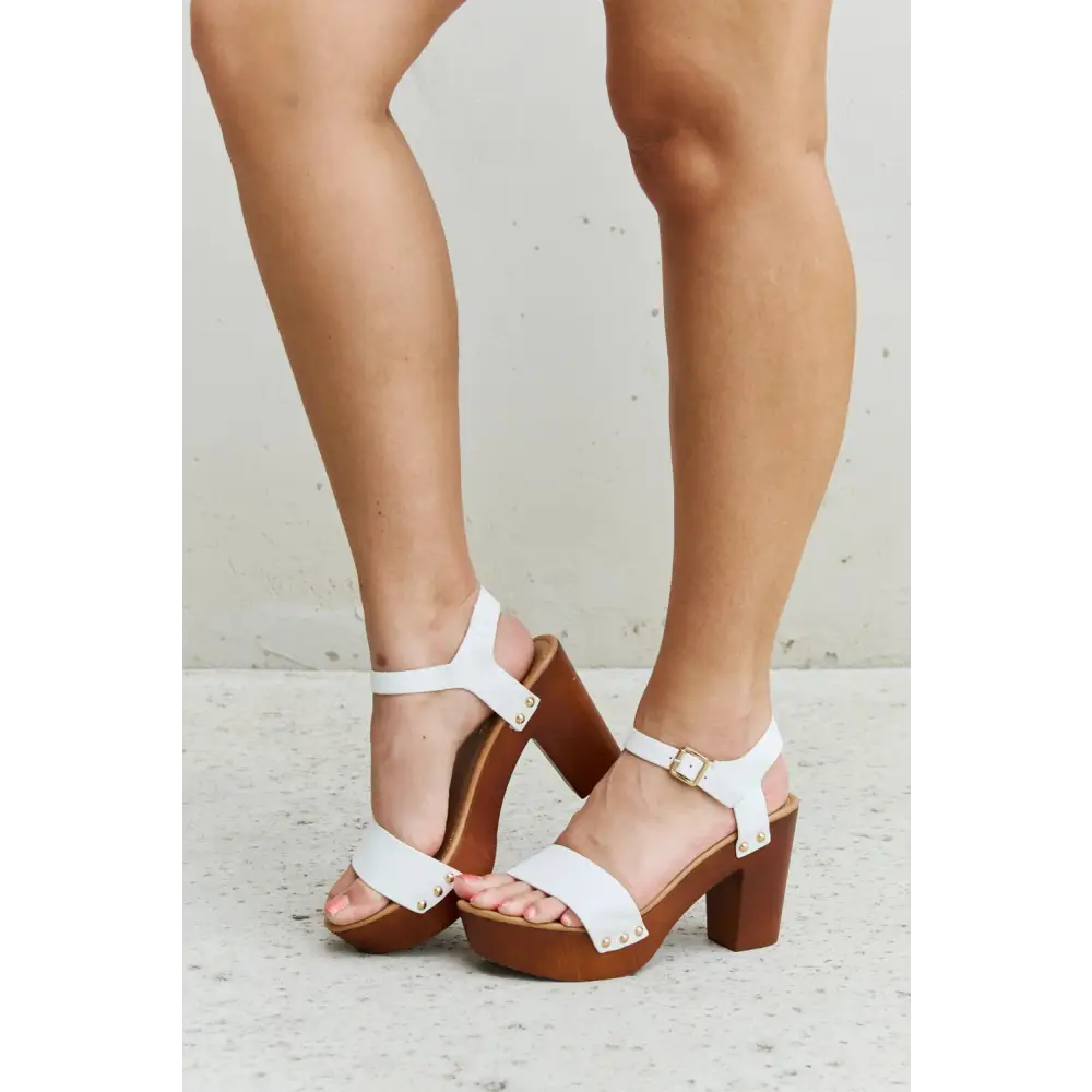 DDK Time After Time Wooden Platform Strap Heels - Madi Gray Boutique