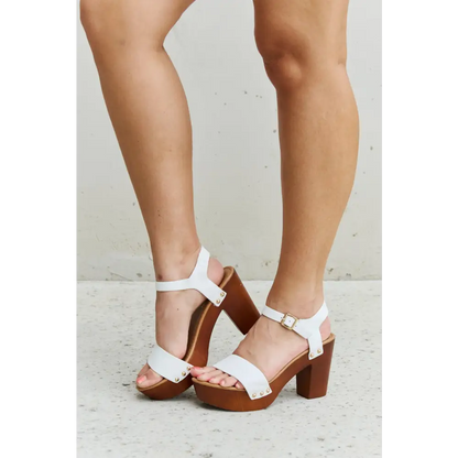 DDK Time After Time Wooden Platform Strap Heels - Madi Gray Boutique