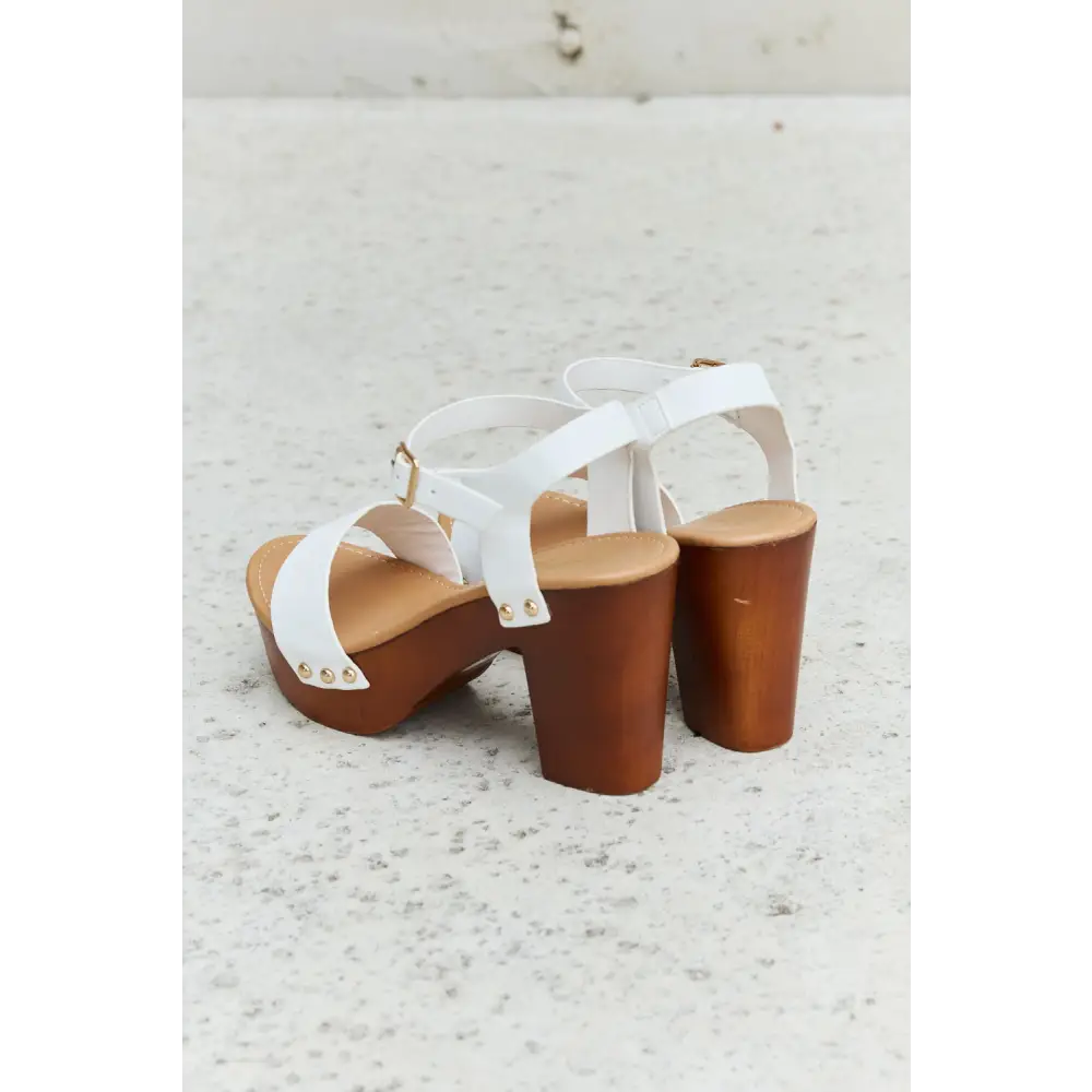 DDK Time After Time Wooden Platform Strap Heels - Madi Gray Boutique