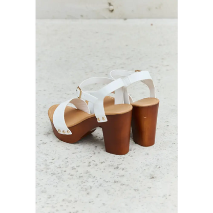 DDK Time After Time Wooden Platform Strap Heels - Madi Gray Boutique